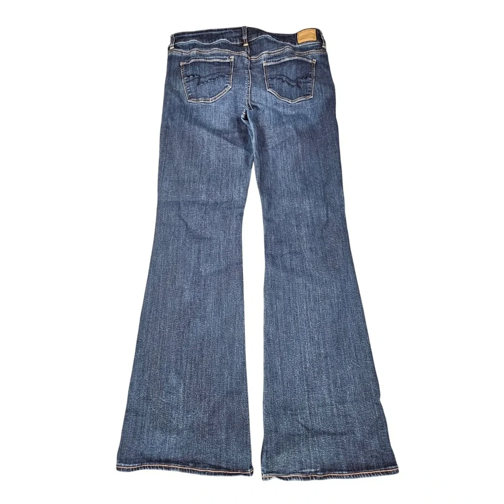 American Eagle Artist Flare Jeans Womens Size 14 Regular Dark Wash Blue Stain
